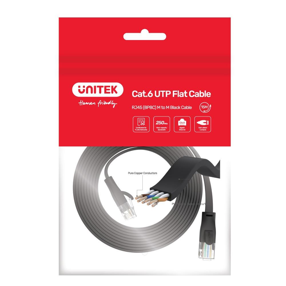Ethernet kabel UNITEK Cat 6 UTP RJ45 (8P8C) Flat-1