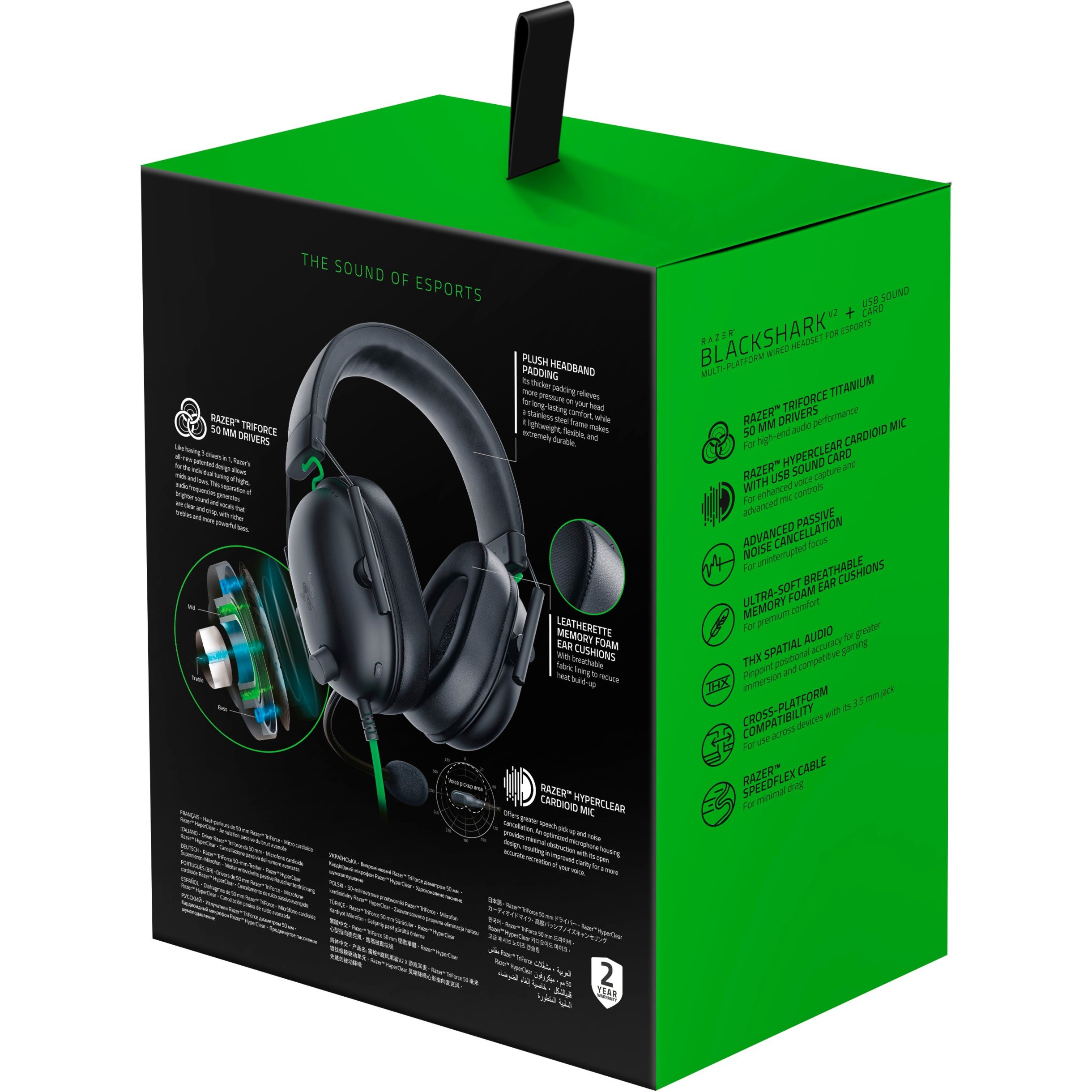 Gaming slušalice RAZER BlackShark V2 X žične crno-zelene, RZ04-03240100-R3M1-5