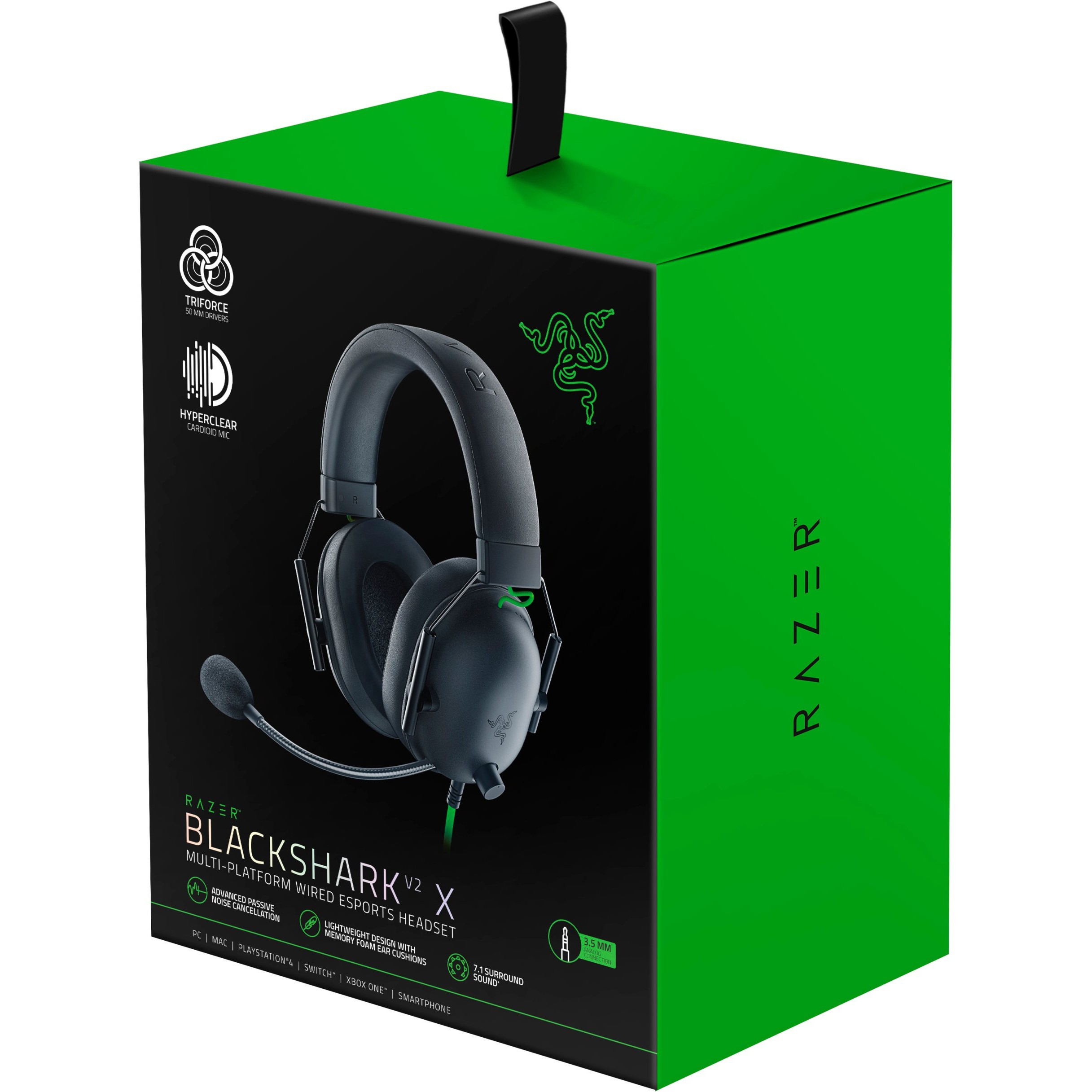 Gaming slušalice RAZER BlackShark V2 X žične crno-zelene, RZ04-03240100-R3M1-6