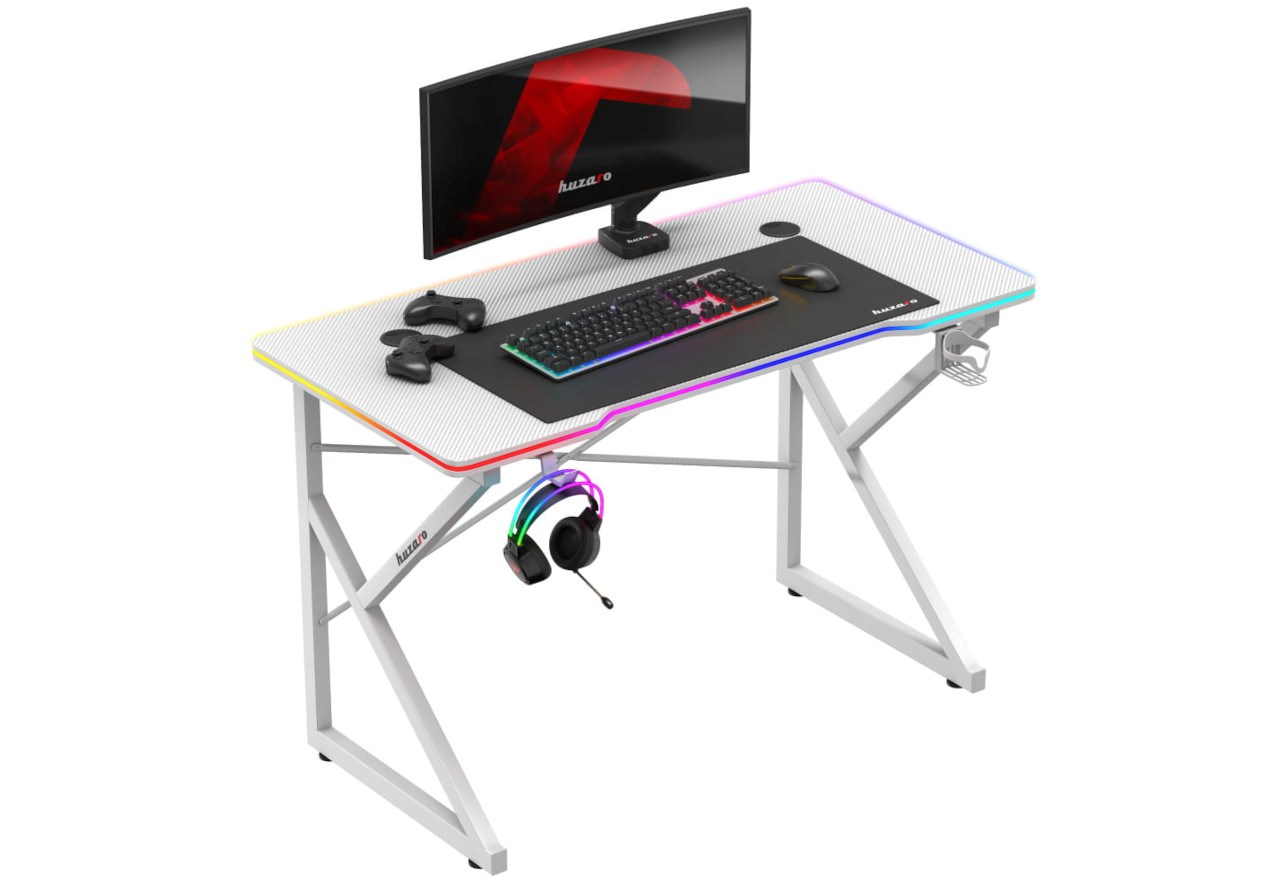 Gaming stol HUZARO Hero 1.7 RGB (bijeli)-4