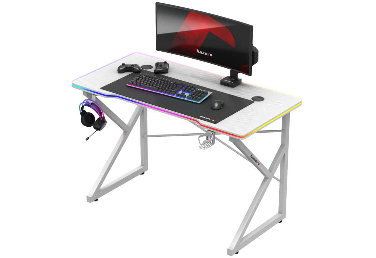Gaming stol HUZARO Hero 1.7 RGB (bijeli)-1
