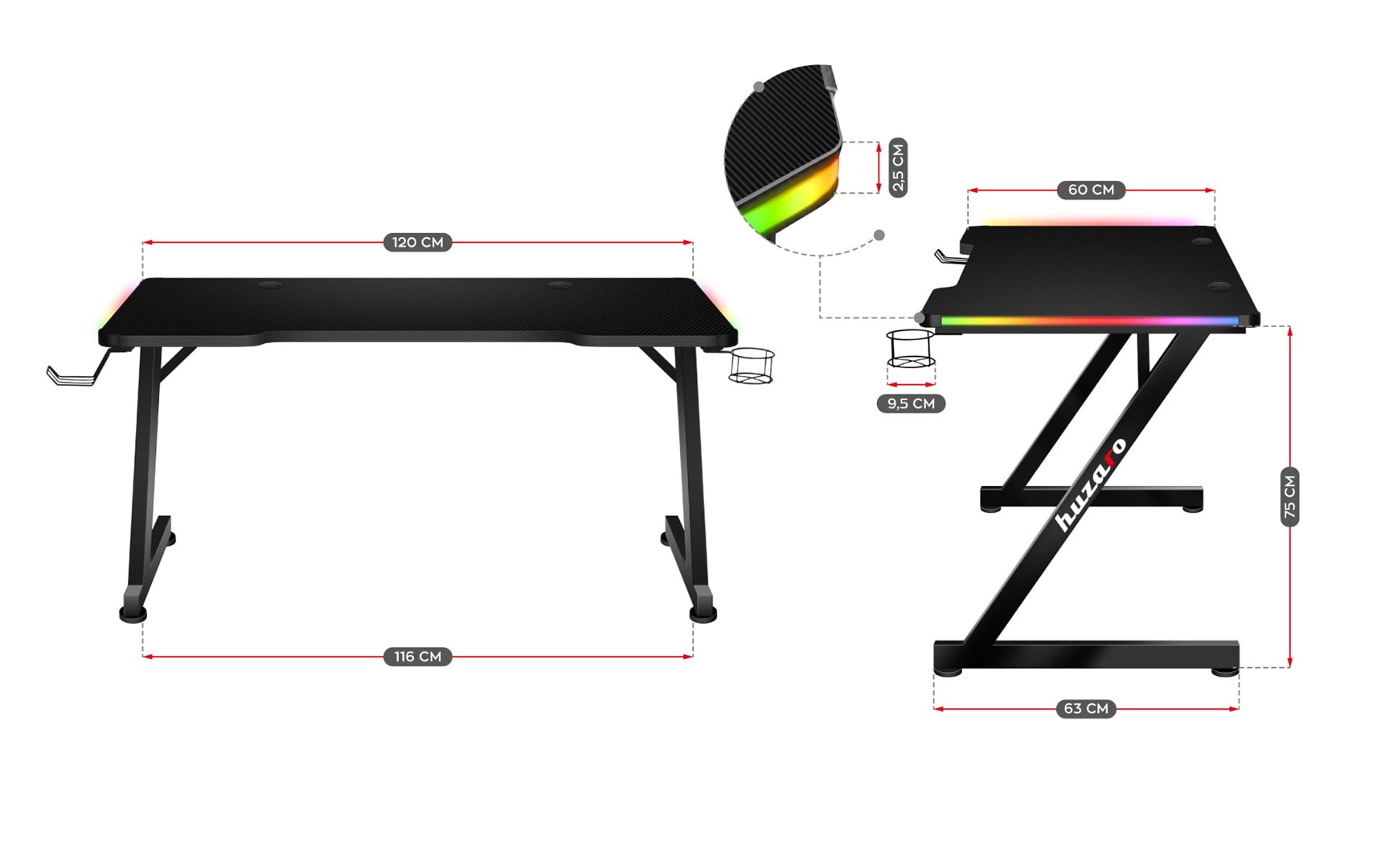 Gaming stol HUZARO Hero 2.5 RGB LED-6