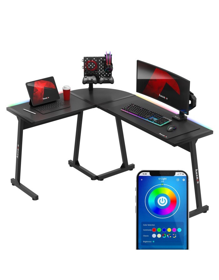 Gaming stol HUZARO Hero 6.0 (crna, RGB osvjetljenje)-4