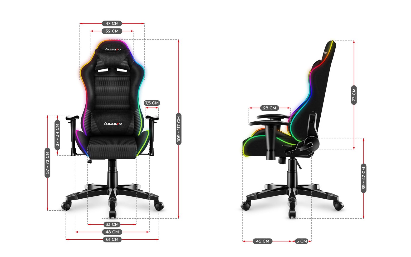 Gaming stolica za djecu HUZARO Ranger 6.0 RGB MESH-4