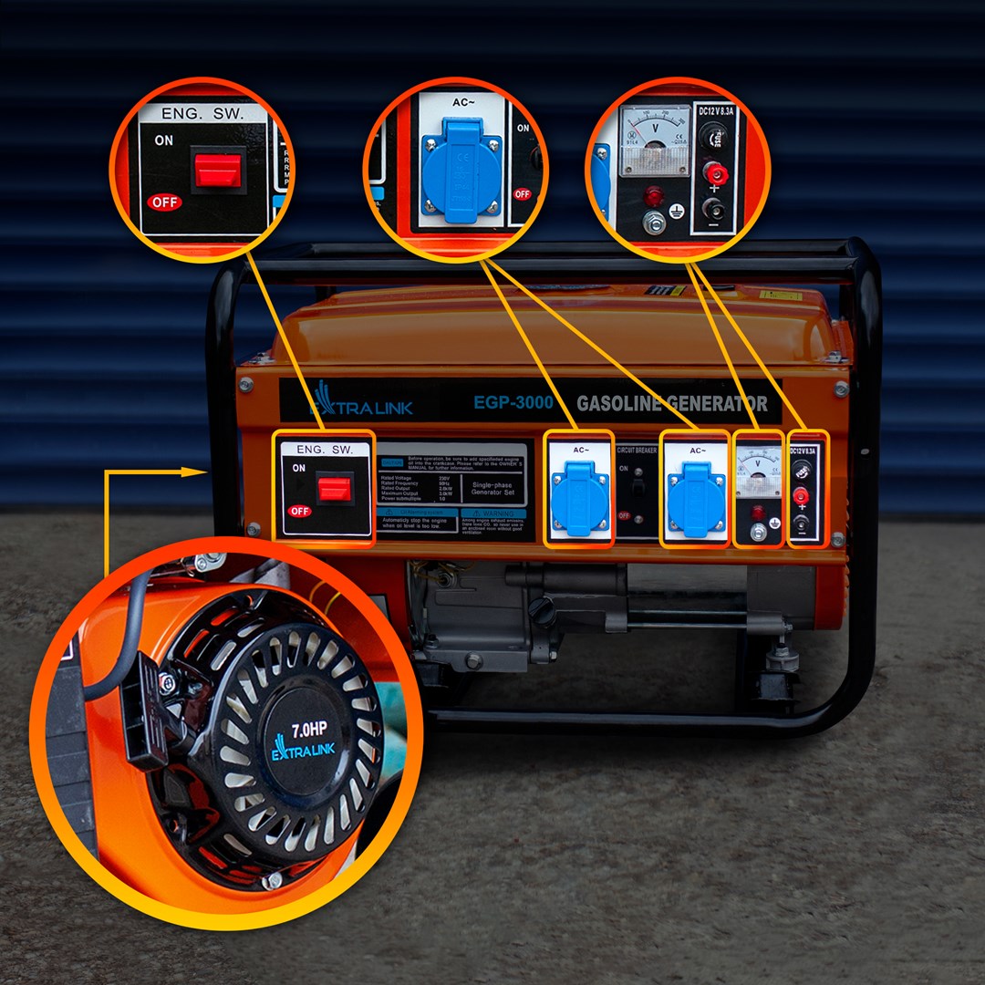 Extralink EGP-3000 | Power Generator | petrol, 3kW 1F-4