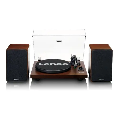 Gramofon LENCO LS-600WA, sa zvučnicima, Bluetooth 5, ugrađeno predpojačalo i pojačalo, RCA izlaz, 2x30W RMS, 33 i 45 RPM, Audio-Technica cartridge AT-VM95E-0