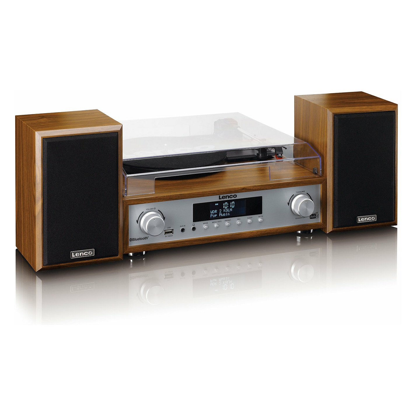 Gramofon LENCO MC-160WD, sa HiFi Stereo sustavom 2x10W, DAB, DAB+, FM radio, Bluetooth®5.0, RCA izlaz, AUX ulaz, USB-A PC kodiranje, 33,45 i 75 RPM, daljinski upravljač-5