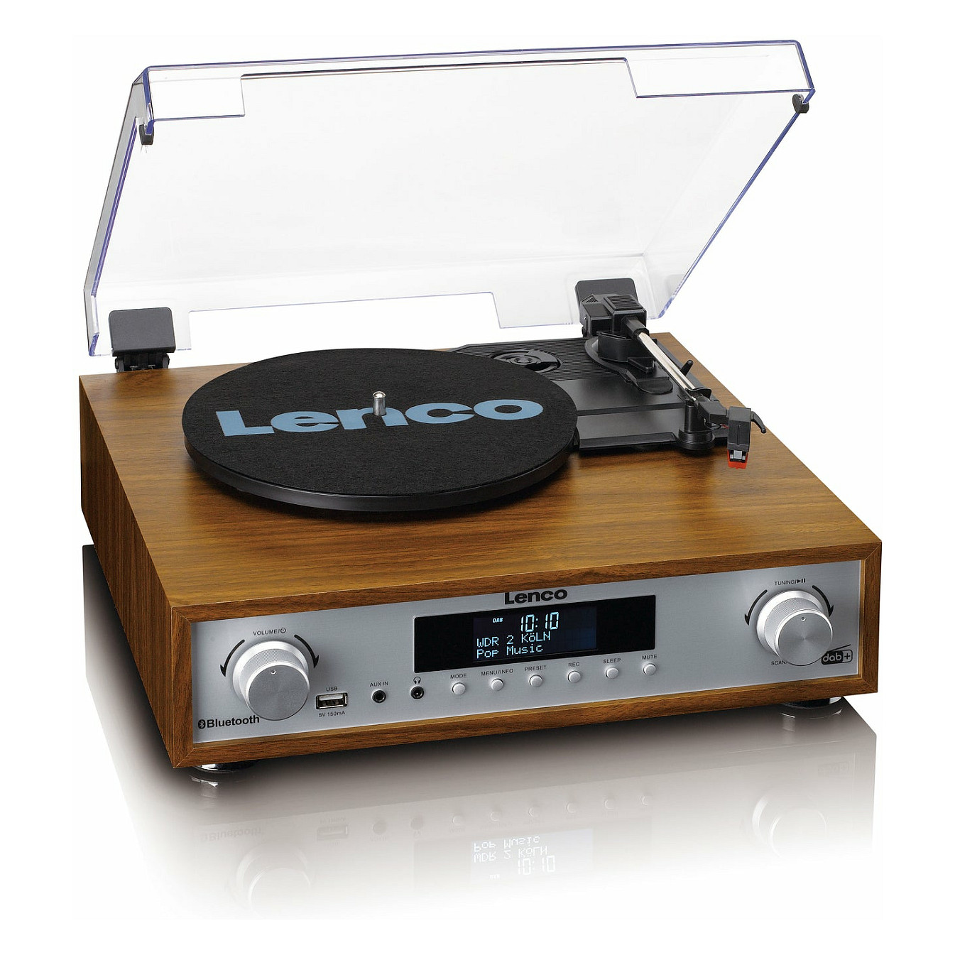 Gramofon LENCO MC-160WD, sa HiFi Stereo sustavom 2x10W, DAB, DAB+, FM radio, Bluetooth®5.0, RCA izlaz, AUX ulaz, USB-A PC kodiranje, 33,45 i 75 RPM, daljinski upravljač-6
