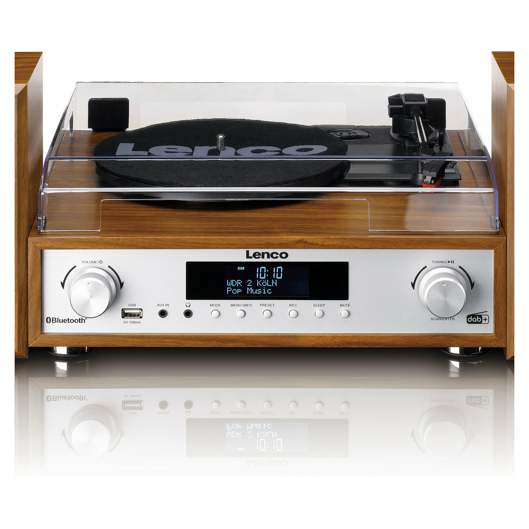 Gramofon LENCO MC-160WD, sa HiFi Stereo sustavom 2x10W, DAB, DAB+, FM radio, Bluetooth®5.0, RCA izlaz, AUX ulaz, USB-A PC kodiranje, 33,45 i 75 RPM, daljinski upravljač-7