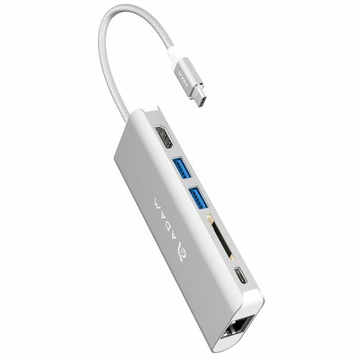Hub ADAM CASA A01, USB-C 6in1 multi function srebrni-0