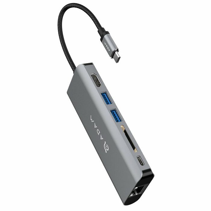 Hub ADAM CASA A01, USB-C 6in1 multi function sivi-0