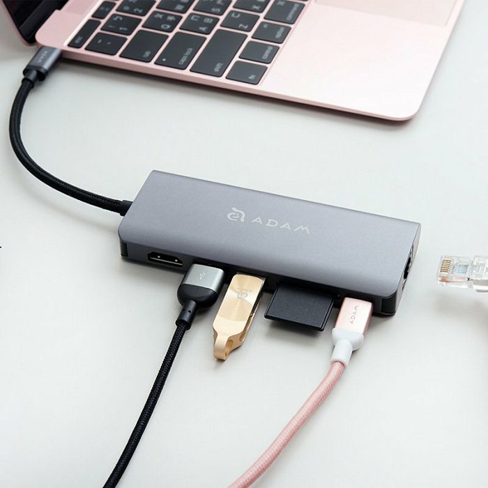 Hub ADAM CASA A01, USB-C 6in1 multi function sivi-2