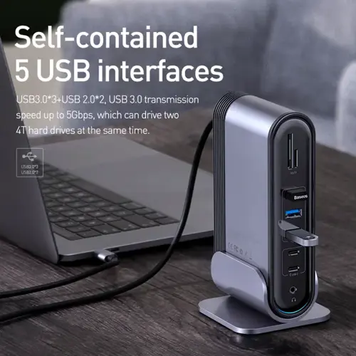 USB Hub BASEUS CAHUB-DG0G, USB-C/17u1, Dark Grey-2