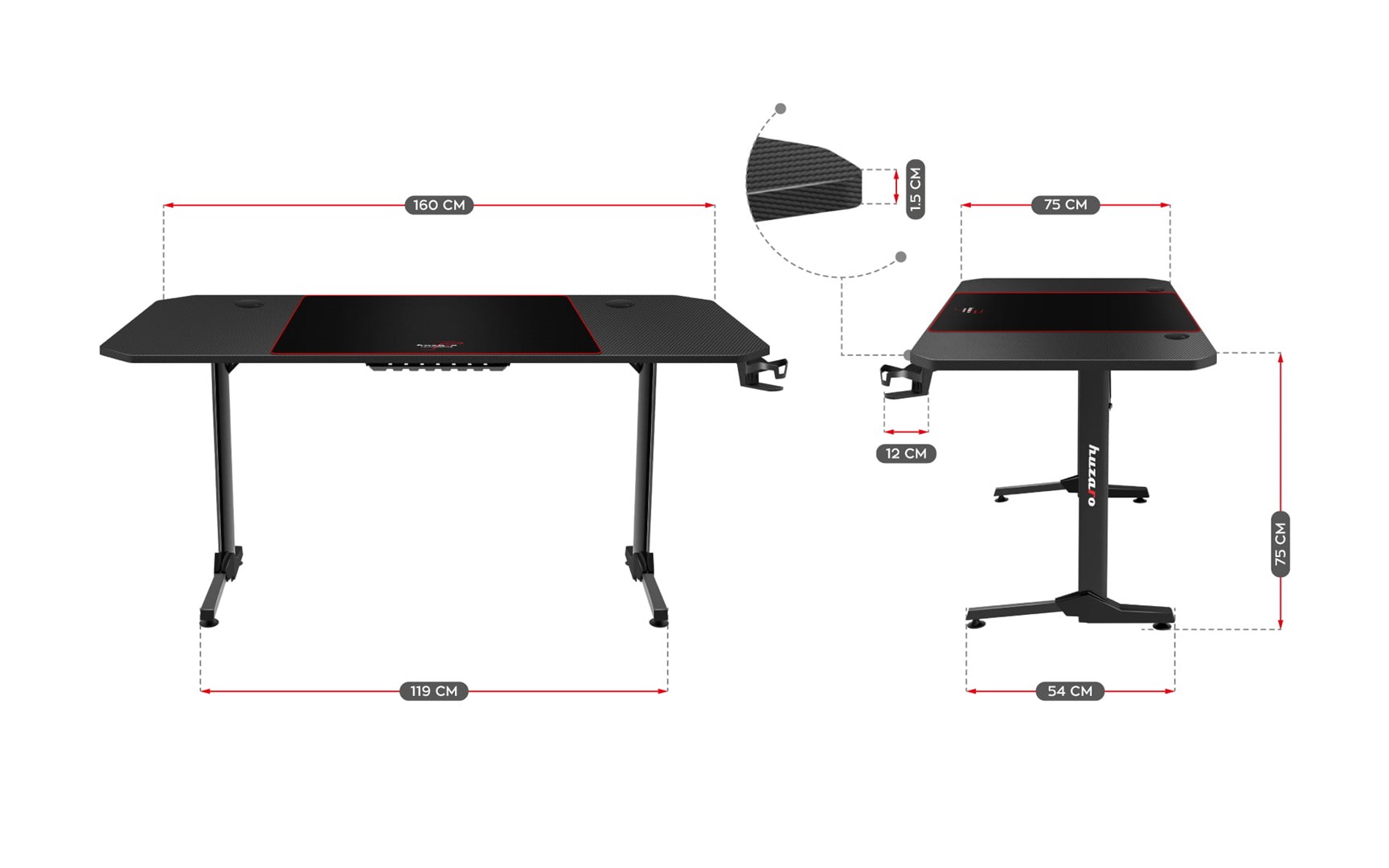 Igraći stol HUZARO Hero 4.7 (Crna boja)-5