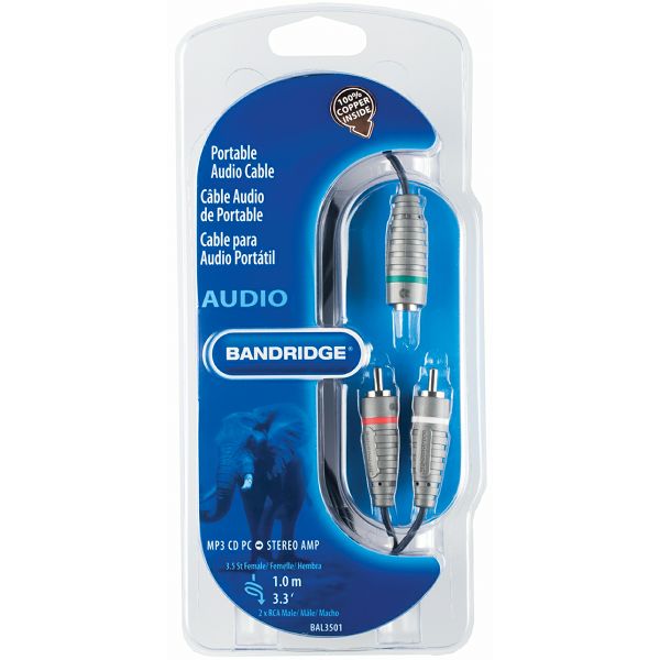 Kabel BANDRIDGE BAL3501 3.5MM Ž - 2 X RCA, audio kabel, 1.0M-1