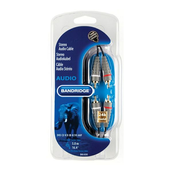 Kabel BANDRIDGE BAL4205 2 X RCA - 2 X RCA, audio kabel, 5.0M-1