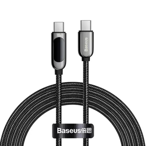 Kabel BASEUS, USB-C na USB-C, 100W, Display, 200cm, Black, CATSK-C01-0