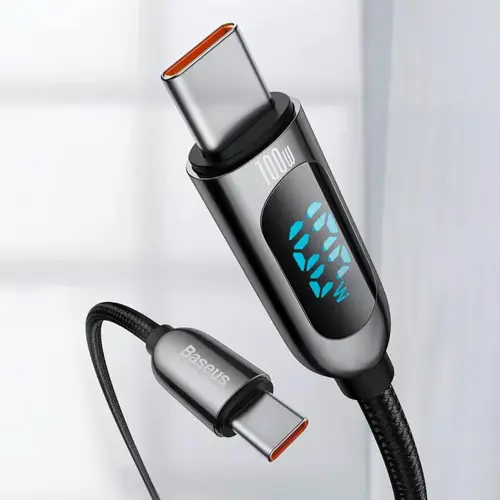Kabel BASEUS, USB-C na USB-C, 100W, Display, 200cm, Black, CATSK-C01-1