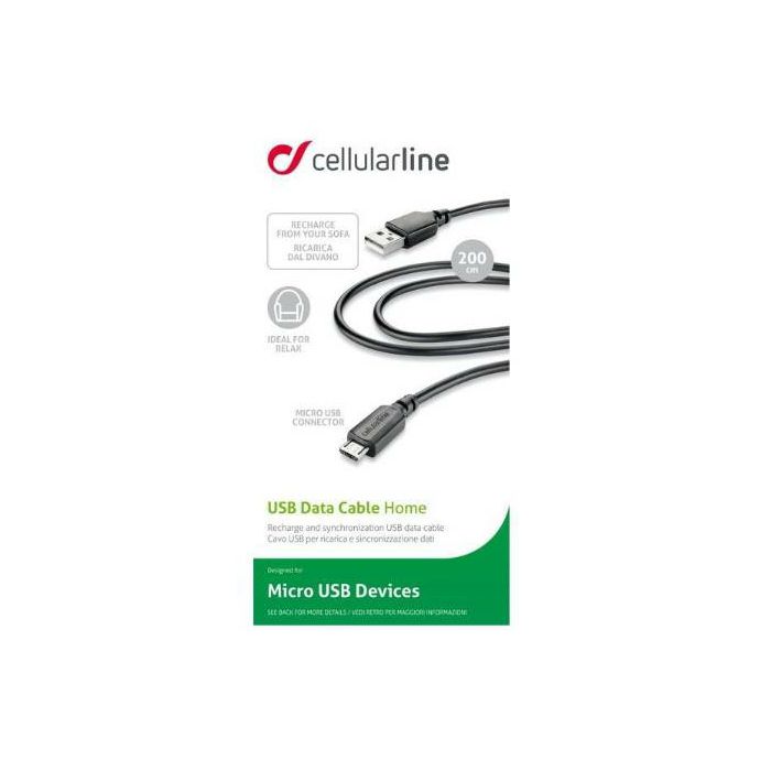 Kabel CELLULARLINE MICRO USB 2m crni
