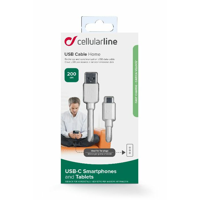 Kabel za mobitel CELLULARLINE Type-C 2m bijeli-0