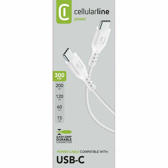 Kabel CELLULARLINE, Type-C na Type-C, 3M bijeli-2