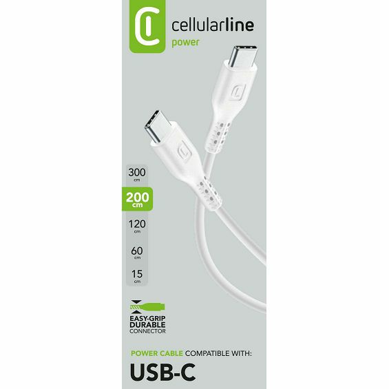Kabel CELLULARLINE, USB-C na USB-C, 200cm bijeli-2