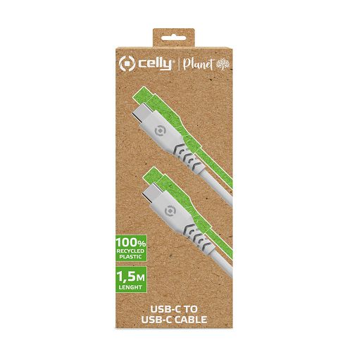 Kabel CELLY USB-C na USB-C, bijeli, 1.5m, Planet Collection-1