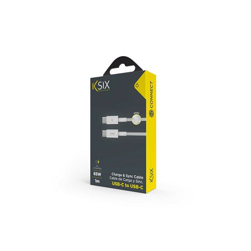 Kabel KSIX USB-C na USB-C, pleteni, 1m, bijeli-1