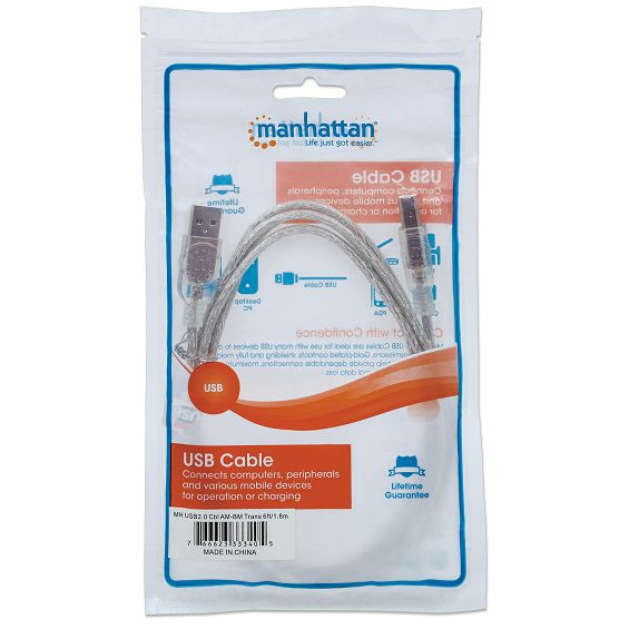 Kabel MANHATTAN USB 2.0 A /B, 1.8M, prozirni-3