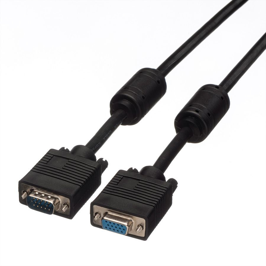 Kabel ROLINE VGA HQ (feritna jezgra), HD15 M/F, 3.0m crni-1