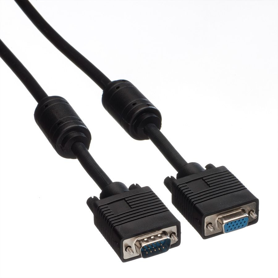 Kabel ROLINE VGA HQ (feritna jezgra), HD15 M/F, 3.0m crni-2