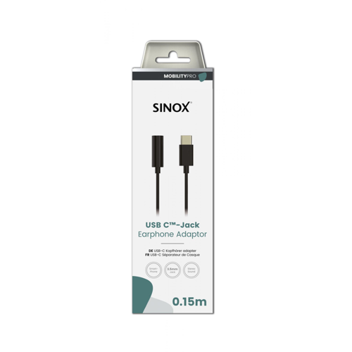 Kabel SINOX PRO SXI04360, USB C M - 3.5mm Ž, 0.15m, crni-2