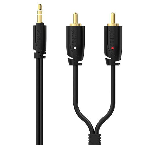 Kabel SINOX PRO, 3.5MM - 2 RCA, 1m crni