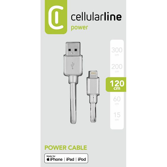 Kabel za mobitel CELLULARLINE APPLE iPhone lightning bijeli 120cm-2