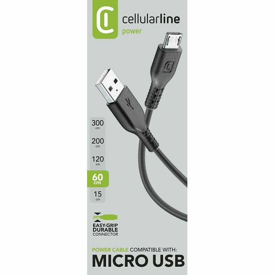 Kabel za mobitel CELLULARLINE micro USB crni 60 cm-2