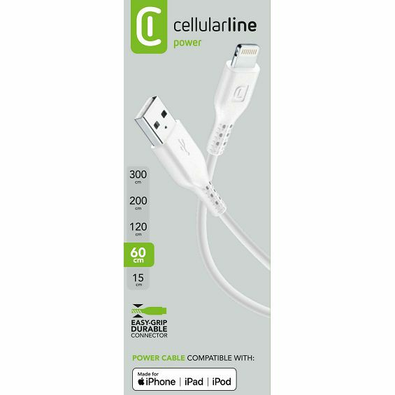 Kabel USB za mobitel APPLE iPhone CELLULARLINE bijeli 60cm-2