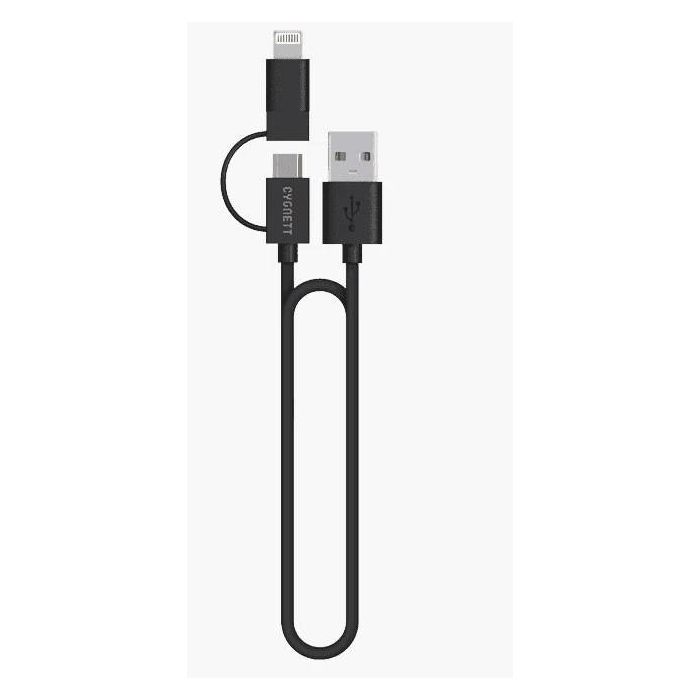 Kabel za mobitel CYGNETT lightning + micro USB. 1.0m crni-0