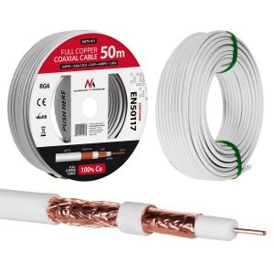 Maclean MCTV-471 coaxial cable RG-6/U 50 m White-0