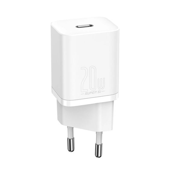 Kućni punjač BASEUS Super Si Quick Charger 20W, USB-C, Kabel USB-C-Lightning, White, TZCCSUP-B02-3