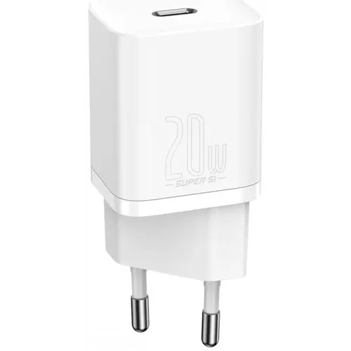 Kućni punjač BASEUS Super Si Quick Charger 20W, USB-C, Kabel USB-C-Lightning, White, TZCCSUP-B02-1