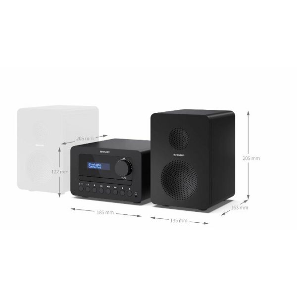 Sharp XL-B520D(BK) Tokyo Hi-Fi Micro System 2.0, FM/DAB/DAB+/USB, CD, Bluetooth 5.0, Aux-in, Black | Sharp | Tokyo Hi-Fi Micro System 2.0 | XL-B520D(BK) | Black | USB port | AUX in | Bluetooth | CD pl-2