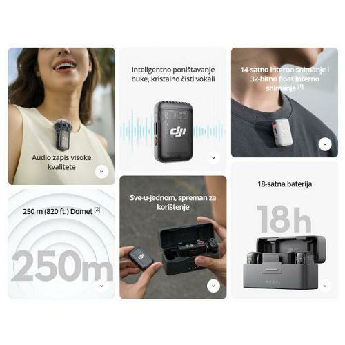 Mikrofon DJI Mic 2, 2 TX + 1 RX + punjač CE-2
