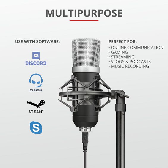 Mikrofon TRUST GXT252 Emita, profesionalni studijski, USB crni-2