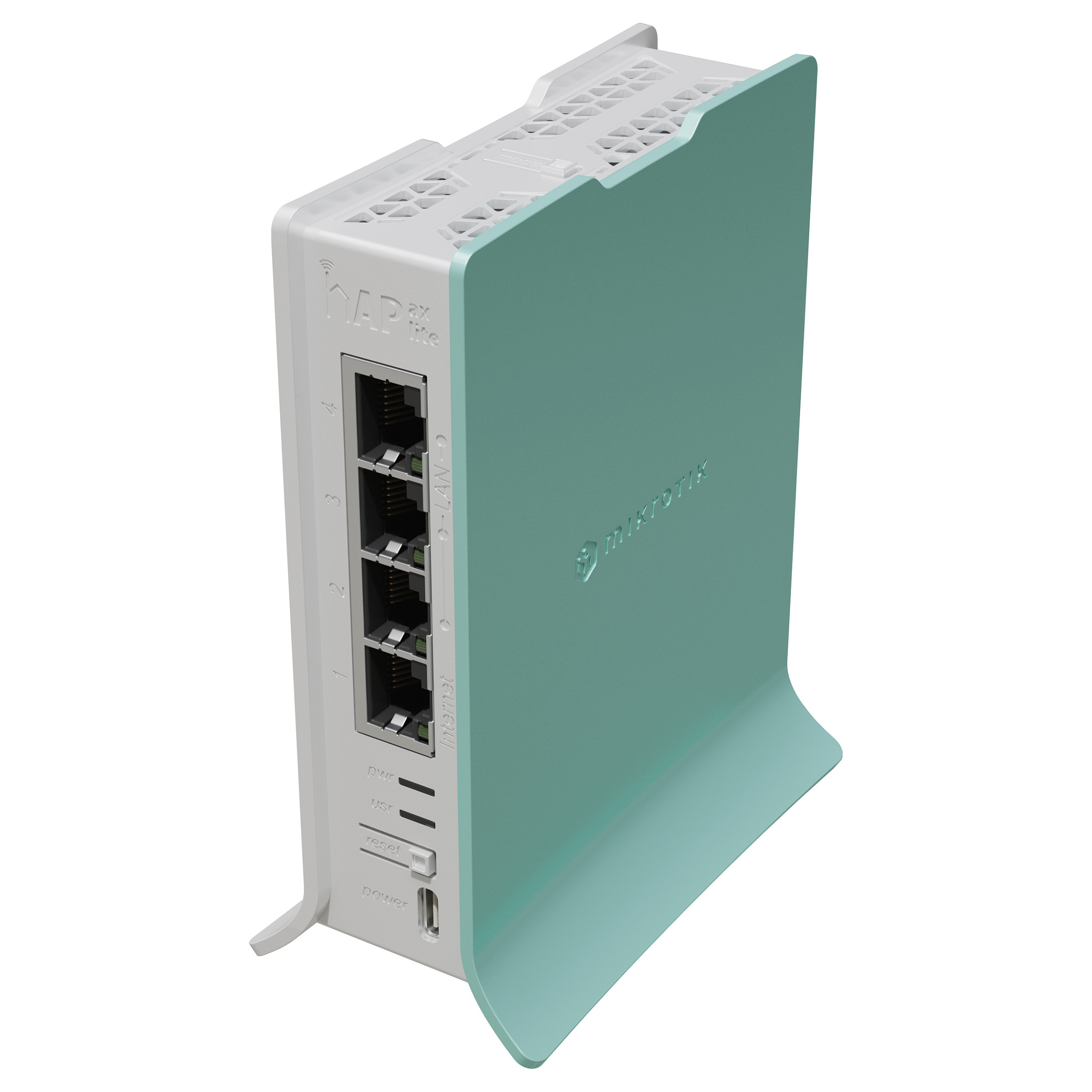 Mikrotik hAP ax Lite LTE6 kit, 800MHz CPU, 256MB RAM, 4×G-LAN, 2.4Ghz 802.11b/g/n/ax, LTE CAT6 modem, microSIM, tower kućište, PSU, antena 4.3dBi, RouterOS v7 L4-0