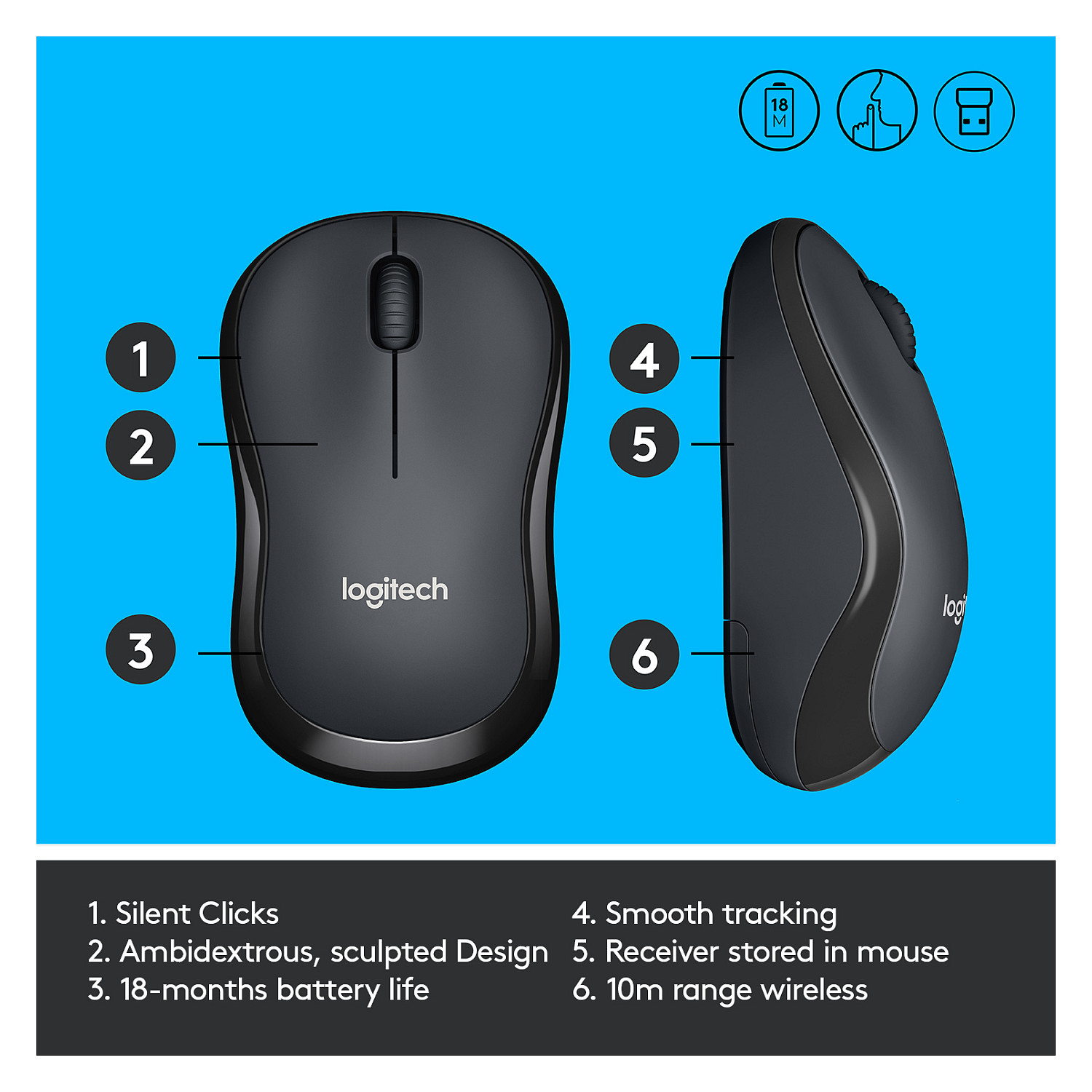 Miš LOGITECH M220 Silent (crni, bežični), 910-004878-20
