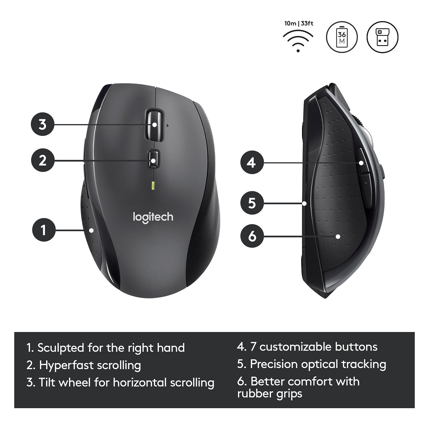 Miš LOGITECH M705, laserski, bežični, srebrni-21