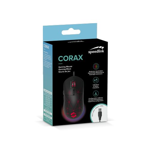 Miš SPEEDLINK CORAX, žičani, RGB, 3200 DPI, gaming, crni-1
