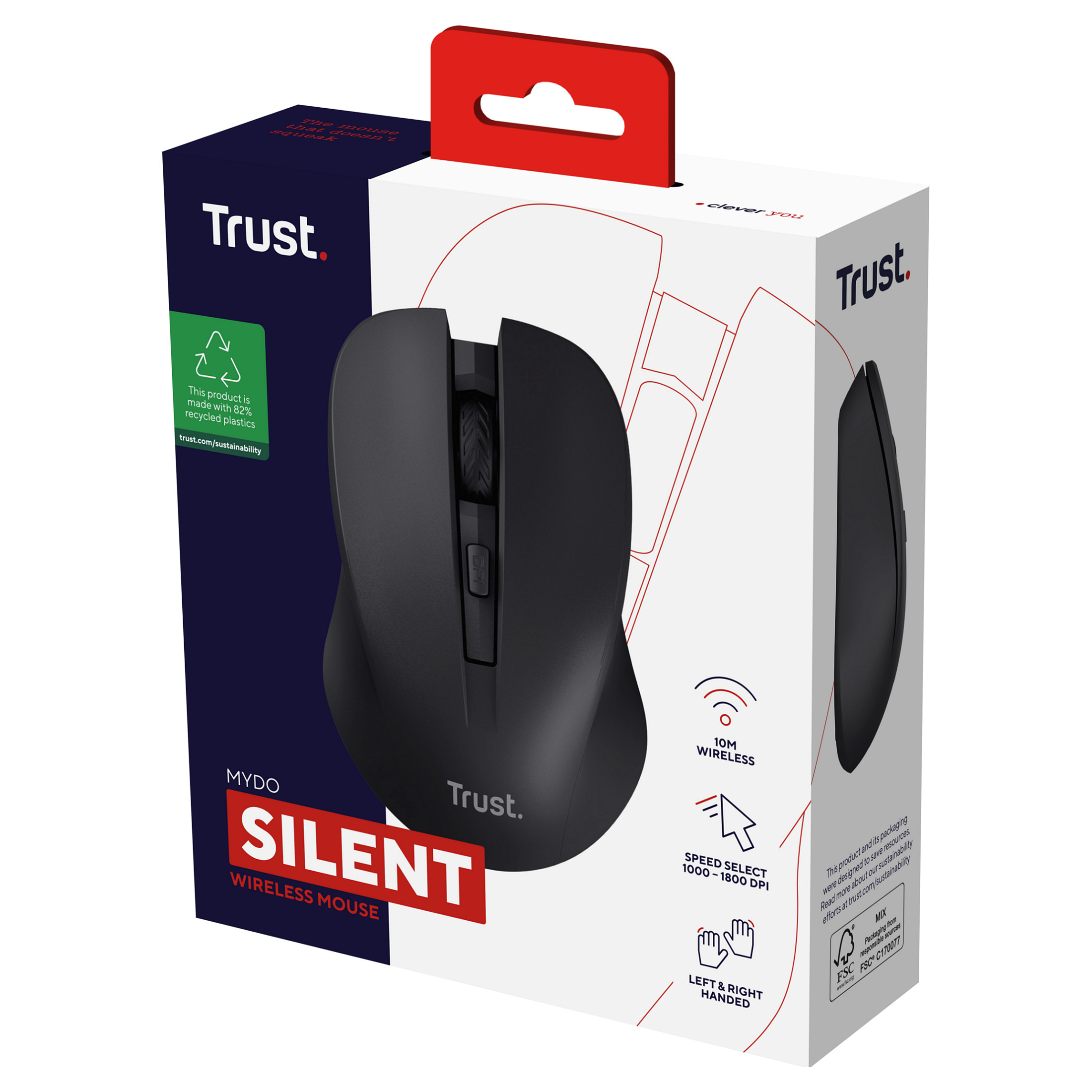 Miš TRUST Mydo 25084, Bežični, Silent crna (5 godina jamstva)-8