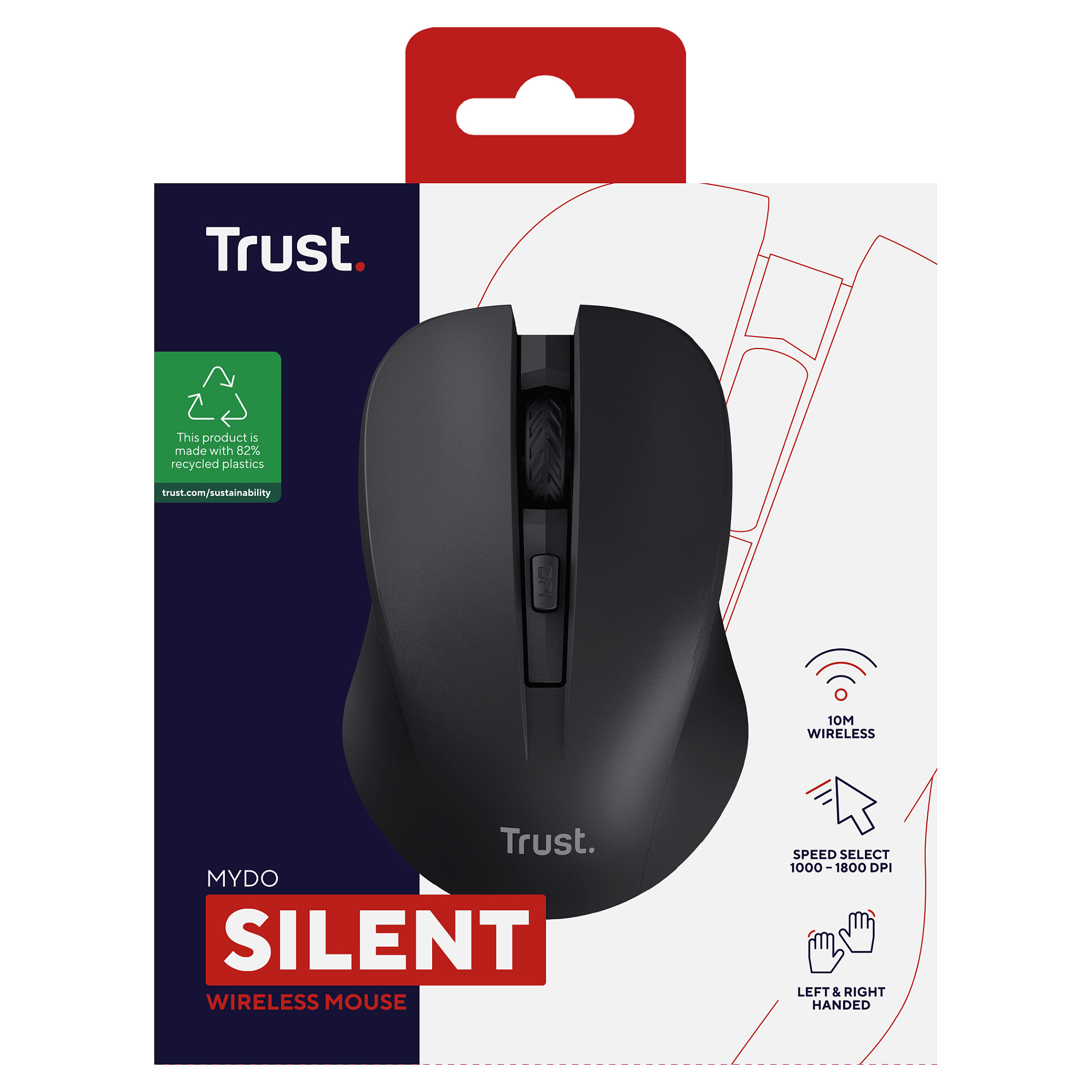 Miš TRUST Mydo 25084, Bežični, Silent crna (5 godina jamstva)-9