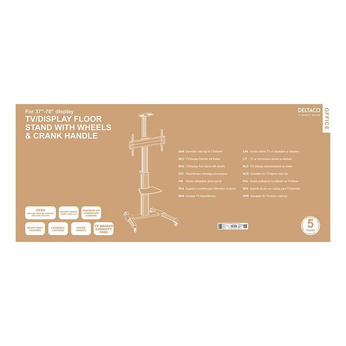 Podni stalak za TV DELTACO OFFICE ARM-0450 (37"-70", nagib + 5°/-12°, okret 0°+ 90°)-5